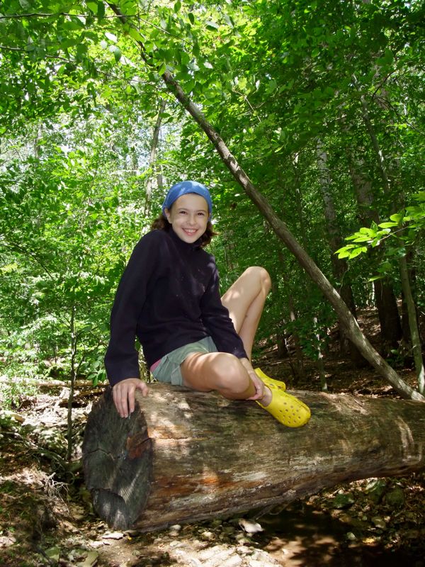 Elizabeth on a log