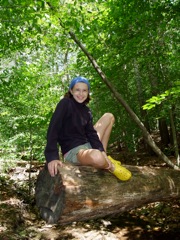 Elizabeth on a log