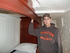 Rob in Captain's sleeping room. Old Ironsides